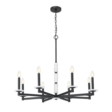 Z-Lite Kaden 8-Light Chandelier - 120V - Matte Black / Alabaster