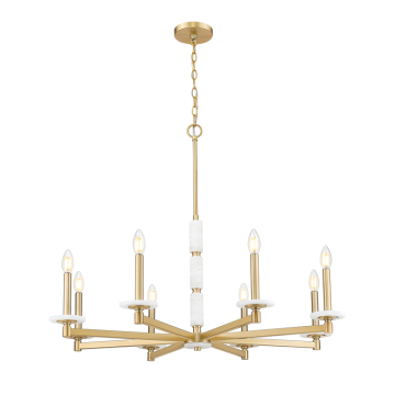 Z-Lite Kaden 8-Light Chandelier - 120V - Modern Gold / Alabaster