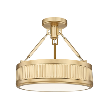 Z-Lite Quinn 15" LED 1-Light Semi Flush Mount - 30W - CCT Selectable - 1,850 Lumens - 120V - Modern Gold / White