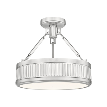 Z-Lite Quinn 15" LED 1-Light Semi Flush Mount - 30W - CCT Selectable - 1,850 Lumens - 120V - Satin Nickel / White