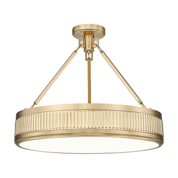 Z-Lite Quinn 22" LED 3-Light Semi Flush Mount - 24W - CCT Selectable - 5,650 Lumens - 120V - Modern Gold / White