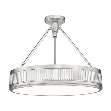 Z-Lite Quinn 22" LED 3-Light Semi Flush Mount - 24W - CCT Selectable - 5,650 Lumens - 120V - Satin Nickel / White