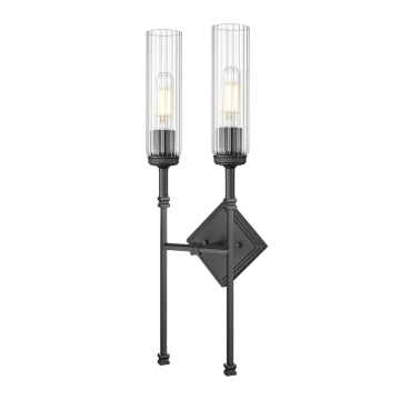 Z-Lite Esme 2-Light Wall Sconce - 120V - Matte Black / Clear