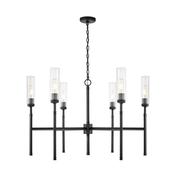 Z-Lite Esme 6-Light Chandelier - 120V - Matte Black / Clear