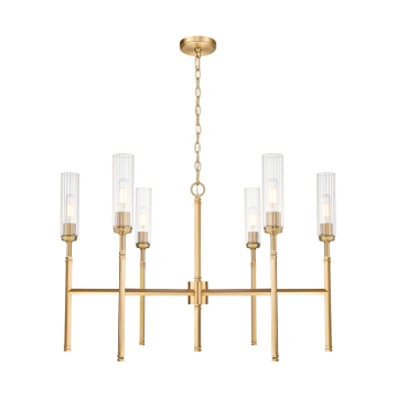 Z-Lite Esme 6-Light Chandelier - 120V - Modern Gold / Clear