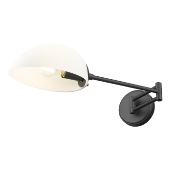 Z-Lite Breton 1-Light Wall Sconce - 120V - Matte Black / White