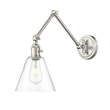 Z-Lite Gayson 1-Light Wall Sconce - 120V - Brushed Nickel / Clear