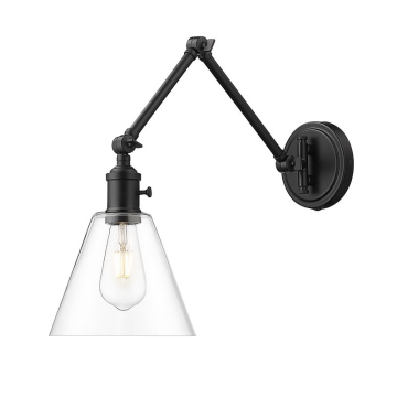 Z-Lite Gayson 1-Light Wall Sconce - 120V - Matte Black / Clear