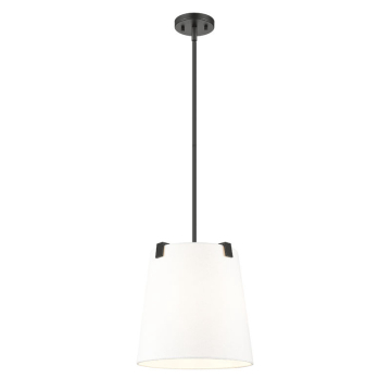 Z-Lite Weston 3-Light Pendant - 120V - Matte Black / White Linen