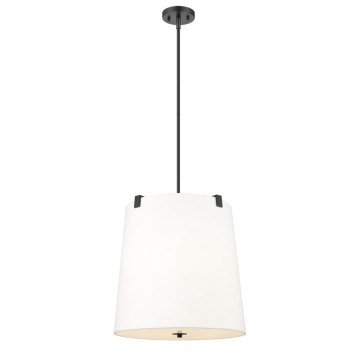 Z-Lite Weston 5-Light Pendant - 120V - Matte Black / White Linen