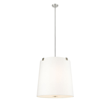 Z-Lite Weston 6-Light Pendant - 120V - Brushed Nickel / White Linen