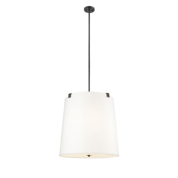 Z-Lite Weston 6-Light Pendant - 120V - Matte Black / White Linen