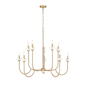 Z-Lite Allistair 10-Light Chandelier - 120V - Modern Gold / Clear Ribbed