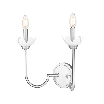 Z-Lite Allistair 2-Light Wall Sconce - 120V - Brushed Nickel / Clear Ribbed