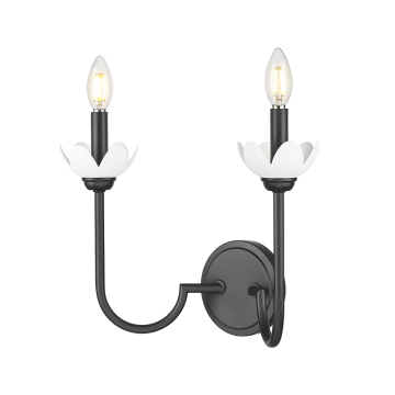 Z-Lite Allistair 2-Light Wall Sconce - 120V - Matte Black / Clear Ribbed