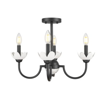 Z-Lite Allistair 4-Light Semi Flush Mount - 120V - Matte Black / Clear Ribbed
