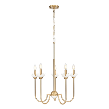 Z-Lite Allistair 5-Light Chandelier - 120V - Modern Gold / Clear Ribbed