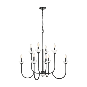 Z-Lite Allistair 8-Light Chandelier - 120V - Matte Black / Clear Ribbed