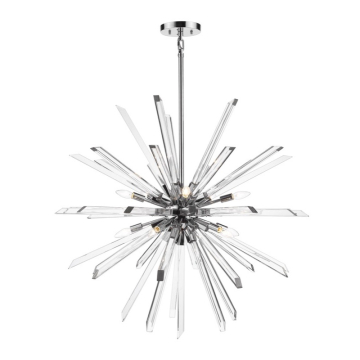 Z-Lite Burst 41.5" 10-Light Chandelier - 120V - Chrome / Clear