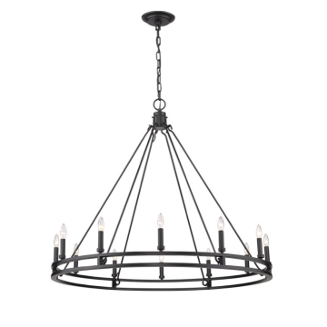Z-Lite Dennison 48" 12-Light Chandelier - 120V - Matte Black