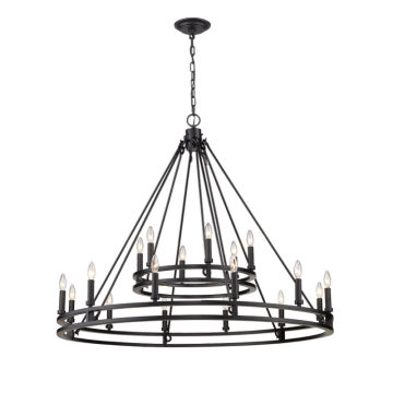 Z-Lite Dennison 48" 18-Light Chandelier - 120V - Matte Black