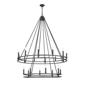 Z-Lite Dennison 48" 20-Light Chandelier - 120V - Matte Black