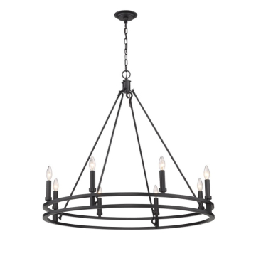 Z-Lite Dennison 36" 8-Light Chandelier - 120V - Matte Black