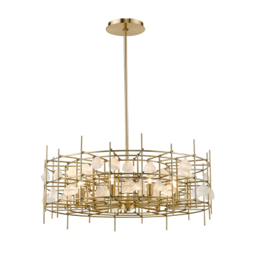 Z-Lite Garroway 32" 9-Light Chandelier - 120V - Aged Brass