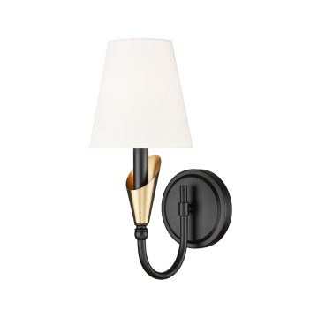 Z-Lite Claudelle 1-Light Wall Sconce - 120V - Matte Black / Modern Gold / White