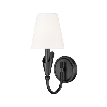 Z-Lite Claudelle 1-Light Wall Sconce - 120V - Matte Black / White