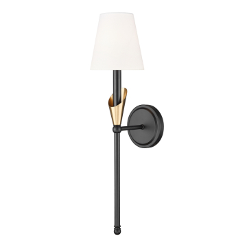 Z-Lite Claudelle 1-Light Wall Sconce - 120V - Matte Black / Modern Gold / White