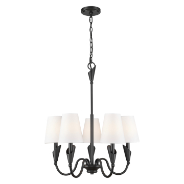 Z-Lite Claudelle 24" 5-Light Chandelier - 120V - Matte Black / White