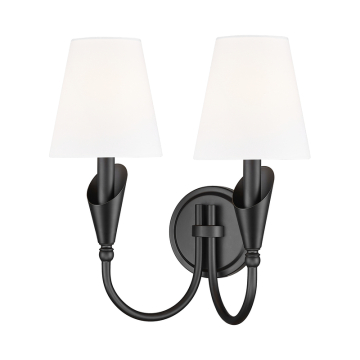 Z-Lite Claudelle 2-Light Wall Sconce - 120V - Matte Black / White