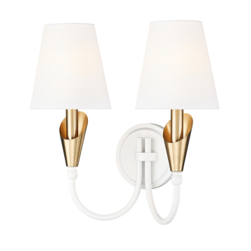 Z-Lite Claudelle 2-Light Wall Sconce - 120V - Tundra White / Modern Gold / White