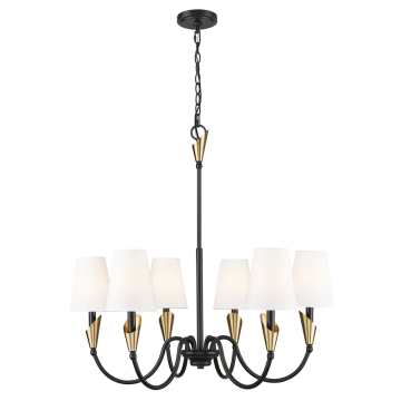 Z-Lite Claudelle 32" 6-Light Chandelier - 120V - Matte Black / Modern Gold / White