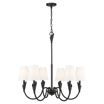 Z-Lite Claudelle 32" 6-Light Chandelier - 120V - Matte Black / White
