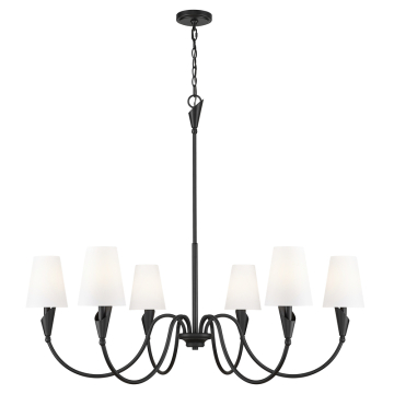 Z-Lite Claudelle 46" 6-Light Chandelier - 120V - Matte Black / White
