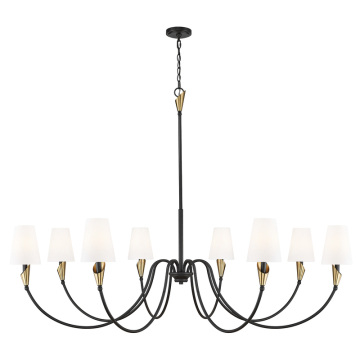Z-Lite Claudelle 65" 8-Light Chandelier - 120V - Matte Black / Modern Gold / White