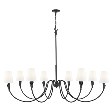 Z-Lite Claudelle 65" 8-Light Chandelier - 120V - Matte Black / White