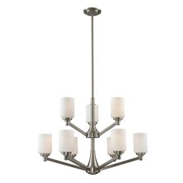 Z-Lite Montego 31" 9-Light Chandelier - 120V - Brushed Nickel / Matte Opal