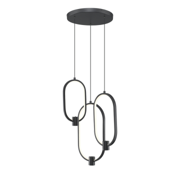 Z-Lite Saros LED 3-Light Chandelier - 63W - CCT Selectable - 2,000 Lumens - 120V - Matte Black / White
