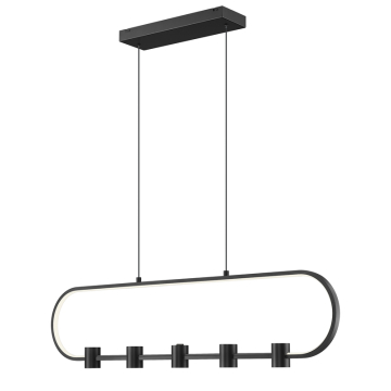 Z-Lite Saros 42" LED 5-Light Linear Chandelier - 55W - CCT Selectable - 1,700 Lumens - 120V - Matte Black / White