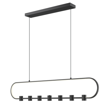 Z-Lite Saros 54" LED 7-Light Linear Chandelier - 72W - CCT Selectable - 1,900 Lumens - 120V - Matte Black / White