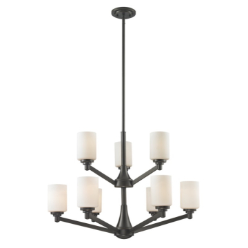 Z-Lite Montego 31" 9-Light Chandelier - 120V - Coppery Bronze / Matte Opal