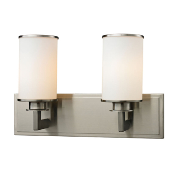 Z-Lite Savannah 2-Light Vanity - 120V - Brushed Nickel / Matte Opal