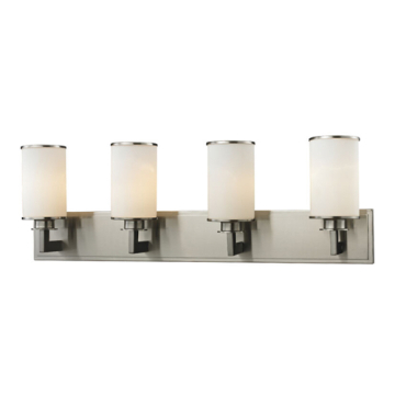 Z-Lite Savannah 4-Light Vanity - 120V - Brushed Nickel / Matte Opal
