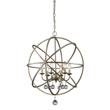 Z-Lite Acadia 24" 6-Light Chandelier - 120V - Antique Silver