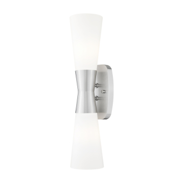 Z-Lite Emrys 2-Light Wall Sconce - 120V - Brushed Nickel / White Opal