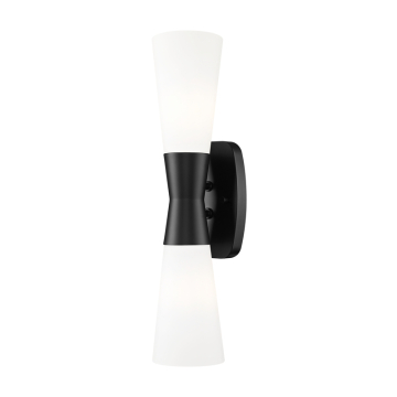 Z-Lite Emrys 2-Light Wall Sconce - 120V - Matte Black / White Opal