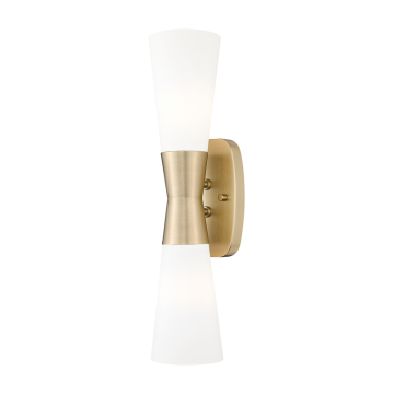 Z-Lite Emrys 2-Light Wall Sconce - 120V - Modern Gold / White Opal
